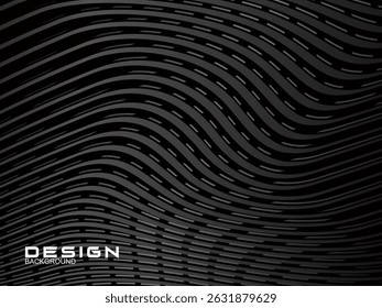 	
Abstract futuristic dark black background with wave design. Realistic 3d wallpaper with luxurious flowing lines. Perfect background for posters, websites, brochures, banners, applications, etc.