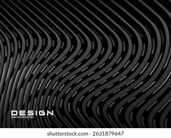 	
Abstract futuristic dark black background with wave design. Realistic 3d wallpaper with luxurious flowing lines. Perfect background for posters, websites, brochures, banners, applications, etc.