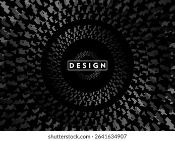 Abstract futuristic dark black background with circular wave design. Realistic 3d wallpaper with modern digital patterns. Perfect background for posters, websites, brochures, banners, apps, etc.