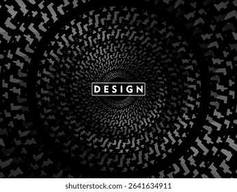 Abstract futuristic dark black background with circular wave design. Realistic 3d wallpaper with modern digital patterns. Perfect background for posters, websites, brochures, banners, apps, etc.