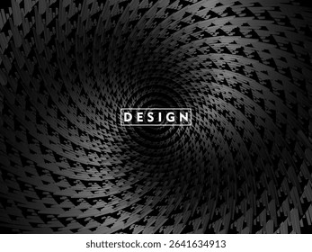 Abstract futuristic dark black background with circular wave design. Realistic 3d wallpaper with modern digital patterns. Perfect background for posters, websites, brochures, banners, apps, etc.