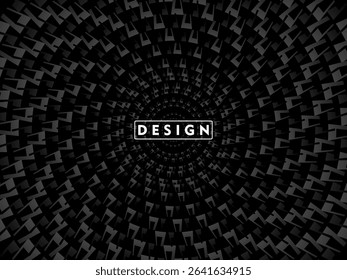 Abstract futuristic dark black background with circular wave design. Realistic 3d wallpaper with modern digital patterns. Perfect background for posters, websites, brochures, banners, apps, etc.