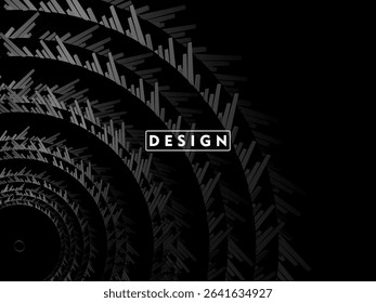 Abstract futuristic dark black background with circular wave design. Realistic 3d wallpaper with modern digital patterns. Perfect background for posters, websites, brochures, banners, apps, etc.