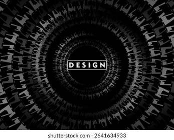 Abstract futuristic dark black background with circular wave design. Realistic 3d wallpaper with modern digital patterns. Perfect background for posters, websites, brochures, banners, apps, etc.