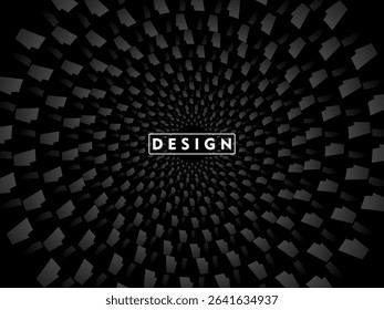 Abstract futuristic dark black background with circular wave design. Realistic 3d wallpaper with modern digital patterns. Perfect background for posters, websites, brochures, banners, apps, etc.