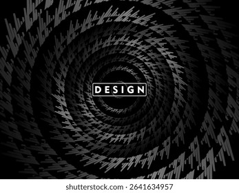 Abstract futuristic dark black background with circular wave design. Realistic 3d wallpaper with modern digital patterns. Perfect background for posters, websites, brochures, banners, apps, etc.