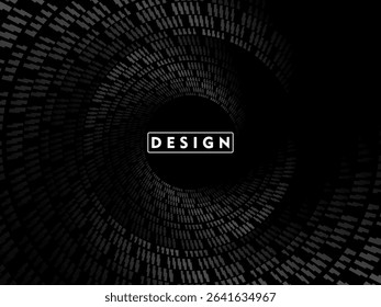 Abstract futuristic dark black background with circular wave design. Realistic 3d wallpaper with modern digital patterns. Perfect background for posters, websites, brochures, banners, apps, etc.