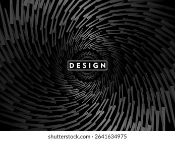 Abstract futuristic dark black background with circular wave design. Realistic 3d wallpaper with modern digital patterns. Perfect background for posters, websites, brochures, banners, apps, etc.
