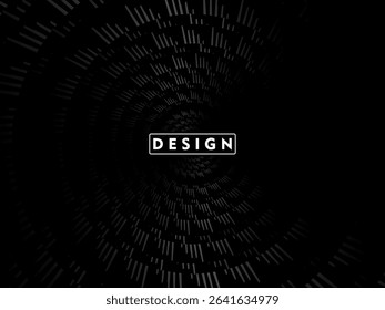 Abstract futuristic dark black background with circular wave design. Realistic 3d wallpaper with modern digital patterns. Perfect background for posters, websites, brochures, banners, apps, etc.