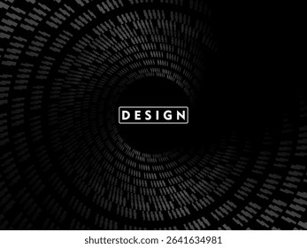 Abstract futuristic dark black background with circular wave design. Realistic 3d wallpaper with modern digital patterns. Perfect background for posters, websites, brochures, banners, apps, etc.