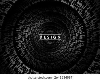 Abstract futuristic dark black background with circular wave design. Realistic 3d wallpaper with modern digital patterns. Perfect background for posters, websites, brochures, banners, apps, etc.