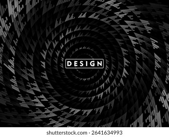 Abstract futuristic dark black background with circular wave design. Realistic 3d wallpaper with modern digital patterns. Perfect background for posters, websites, brochures, banners, apps, etc.