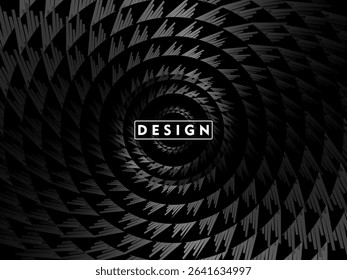 Abstract futuristic dark black background with circular wave design. Realistic 3d wallpaper with modern digital patterns. Perfect background for posters, websites, brochures, banners, apps, etc.