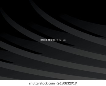 Abstrato futurista fundo preto escuro com design moderno. Papel de parede 3d realista com linhas de fluxo luxuosas. Fundo elegante para cartazes, sites, brochuras, cartões, banners, aplicativos, etc.
