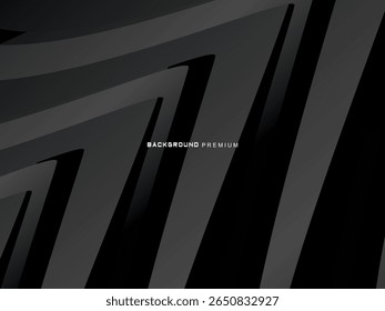 Abstrato futurista fundo preto escuro com design moderno. Papel de parede 3d realista com linhas de fluxo luxuosas. Fundo elegante para cartazes, sites, brochuras, cartões, banners, aplicativos, etc.
