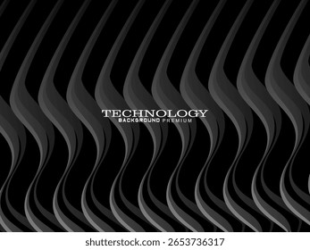 Abstract futuristic dark black background with wave design. Realistic 3d wallpaper with luxurious flowing lines. Perfect background for posters, websites, brochures, banners, applications, etc.