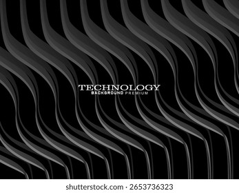 Abstractas fondo negro oscuro futurista con diseño ondulado. Fondo de pantalla 3D realista con líneas fluidas de lujo. Fondo perfecto para carteles, Sitios web, folletos, Anuncios, aplicaciones, etc.