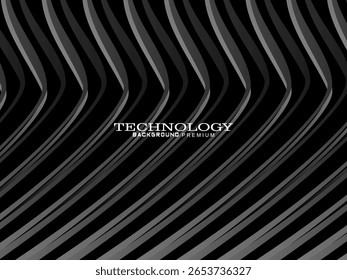 Abstract futuristic dark black background with wave design. Realistic 3d wallpaper with luxurious flowing lines. Perfect background for posters, websites, brochures, banners, applications, etc.