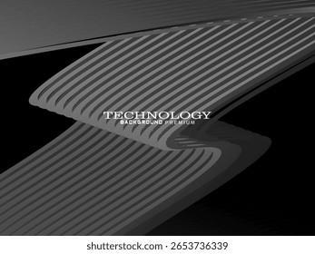 Abstrato futurista fundo preto escuro com design de onda. Papel de parede 3d realista com linhas de fluxo luxuosas. Fundo perfeito para cartazes, sites, brochuras, banners, aplicações, etc.