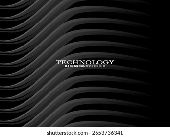 Abstrakter futuristischer dunkelschwarzer Hintergrund mit Wellendesign. Realistische 3D Tapete mit luxuriösen fließenden Linien. Perfekter Hintergrund für Poster, Websites, Broschüren, Banner, Anwendungen usw.