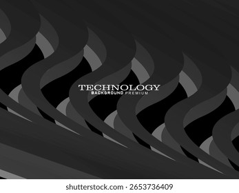 Abstract futuristic dark black background with wave design. Realistic 3d wallpaper with luxurious flowing lines. Perfect background for posters, websites, brochures, banners, applications, etc.