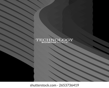 Abstract futuristic dark black background with wave design. Realistic 3d wallpaper with luxurious flowing lines. Perfect background for posters, websites, brochures, banners, applications, etc.