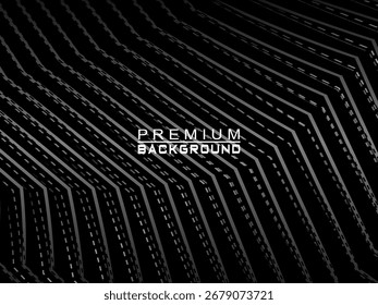 Abstract futuristic dark black background with wave design. Realistic 3d wallpaper with luxurious flowing lines. Perfect background for posters, websites, brochures, banners, applications, etc.	