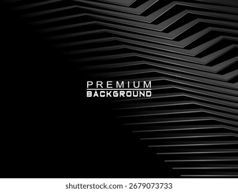 Abstrato futurista fundo preto escuro com design de onda. Papel de parede 3d realista com linhas de fluxo luxuosas. Fundo perfeito para cartazes, sites, brochuras, banners, aplicações, etc.	