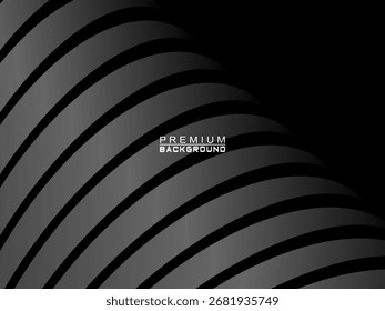 Abstrato futurista fundo preto escuro com design de onda. Papel de parede 3d realista com linhas de fluxo luxuosas. Fundo perfeito para cartazes, sites, brochuras, banners, aplicações, etc.