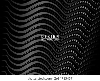 Abstractas fondo negro oscuro futurista con diseño ondulado. Fondo de pantalla 3D realista con líneas fluidas de lujo. Fondo perfecto para carteles, Sitios web, folletos, Anuncios, aplicaciones, etc.