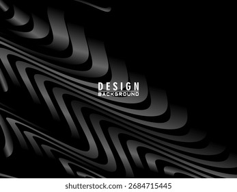 Abstract futuristic dark black background with wave design. Realistic 3d wallpaper with luxurious flowing lines. Perfect background for posters, websites, brochures, banners, applications, etc.