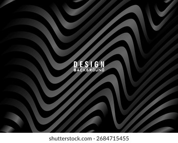 Abstractas fondo negro oscuro futurista con diseño ondulado. Fondo de pantalla 3D realista con líneas fluidas de lujo. Fondo perfecto para carteles, Sitios web, folletos, Anuncios, aplicaciones, etc.