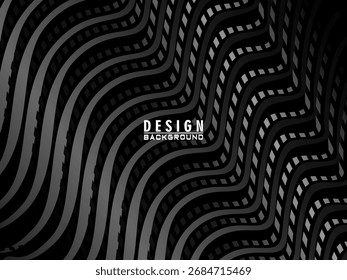 Abstrakter futuristischer dunkelschwarzer Hintergrund mit Wellendesign. Realistische 3D Tapete mit luxuriösen fließenden Linien. Perfekter Hintergrund für Poster, Websites, Broschüren, Banner, Anwendungen usw.