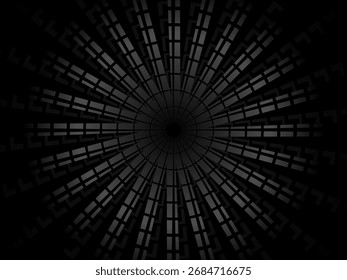 Abstract futuristic dark black background with circular wave design. Realistic 3d wallpaper with modern digital patterns. Perfect background for posters, websites, brochures, banners, apps, etc.
