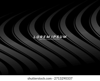 Abstrakter futuristischer dunkelschwarzer Hintergrund mit Wellendesign. Realistische 3D Tapete mit luxuriösen fließenden Linien. Perfekter Hintergrund für Poster, Websites, Broschüren, Banner, Anwendungen usw.