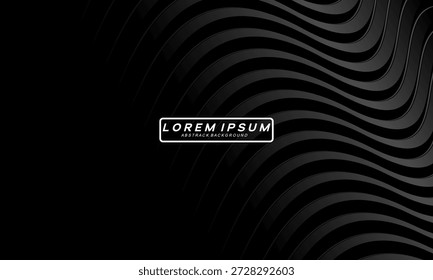 Abstractas fondo negro oscuro futurista con diseño de onda moderno. Fondo de pantalla 3D realista con líneas fluidas de lujo. Fondo perfecto para carteles, Sitios web, folletos, Anuncios, App, etc.