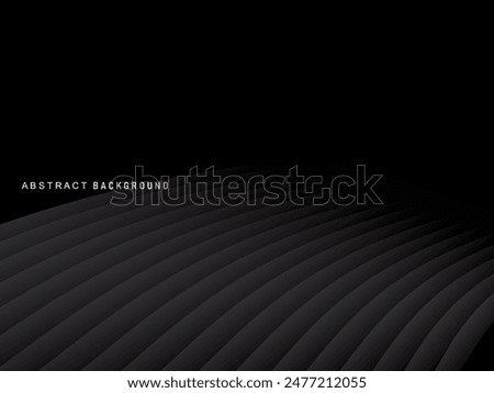 Abstract futuristic dark black background with wave design. Realistic 3d wallpaper with luxurious flowing lines. Perfect background for posters, websites, brochures, banners, applications, etc.