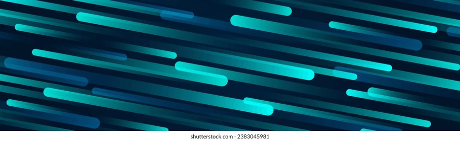 Resumen de fondo azul oscuro futurista con líneas diagonales brillantes. Patrón de líneas redondeadas azul brillante moderno. Diseño de líneas de banda superpuestas. Demanda para portada, banner, tarjeta, afiche, presentación, sitio web