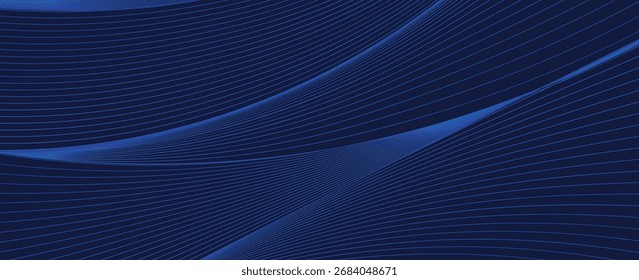 Abstrakter futuristischer dunkelblauer Hintergrund mit leuchtenden Linien. Vektorgrafik