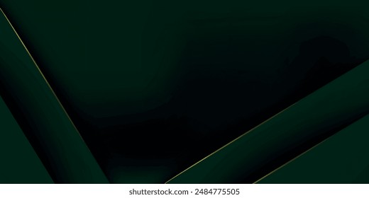 Abstract futuristic dark green background template vector with overlapping shadows and lights. vector