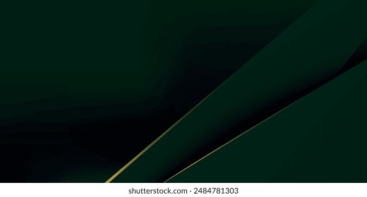 Abstract futuristic dark green background template vector with overlapping shadows and lights. vector