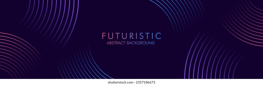 abstract futuristic dark purple with glowing geometric circle lines. Futuristic technology theme design. for poster, cover, banner, brochure, website, flyer