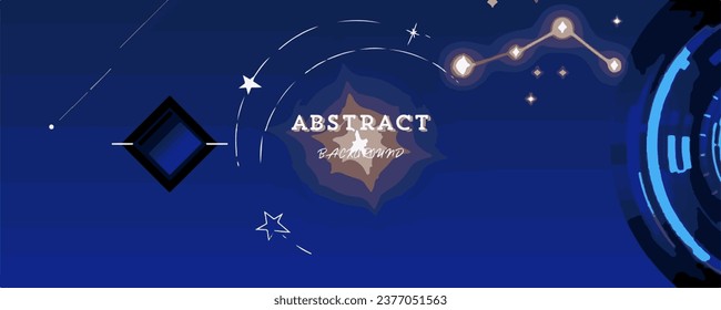 An abstract futuristic depiction of mechanical technology, featuring polygonal shapes set against a dark blue background. This vector illustration embodies the concept of digital technology design