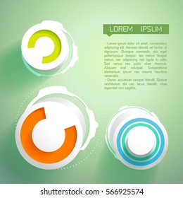 Abstract futuristic design concept with text paper circles on green background isolated vector illustration