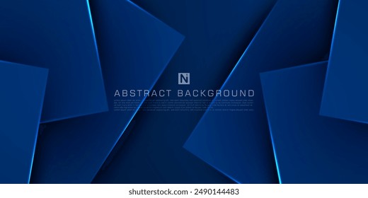 Abstract futuristic design dark blue overlap square geometric 3D background. Cool pattern design with simple style background. Eps10 vector