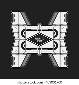 Abstract futuristic design element template. Useful for science posters and hi-tech media.