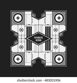 Abstract futuristic design element template. Useful for science posters and hi-tech media.