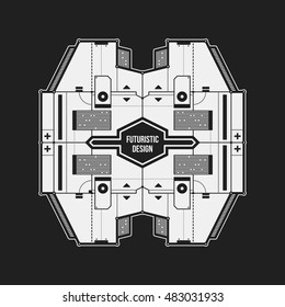 Abstract futuristic design element template. Useful for science posters and hi-tech media.