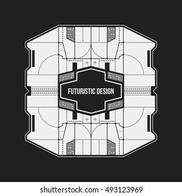 Abstract futuristic design element template. Useful for science posters and hi-tech media.