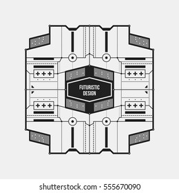 Abstract futuristic design element template. Useful for science posters and hi-tech media. Isolated on white background.